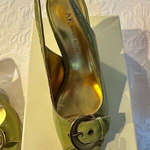 Anne Klein Olive Green Slingback Pump with Round Buckle